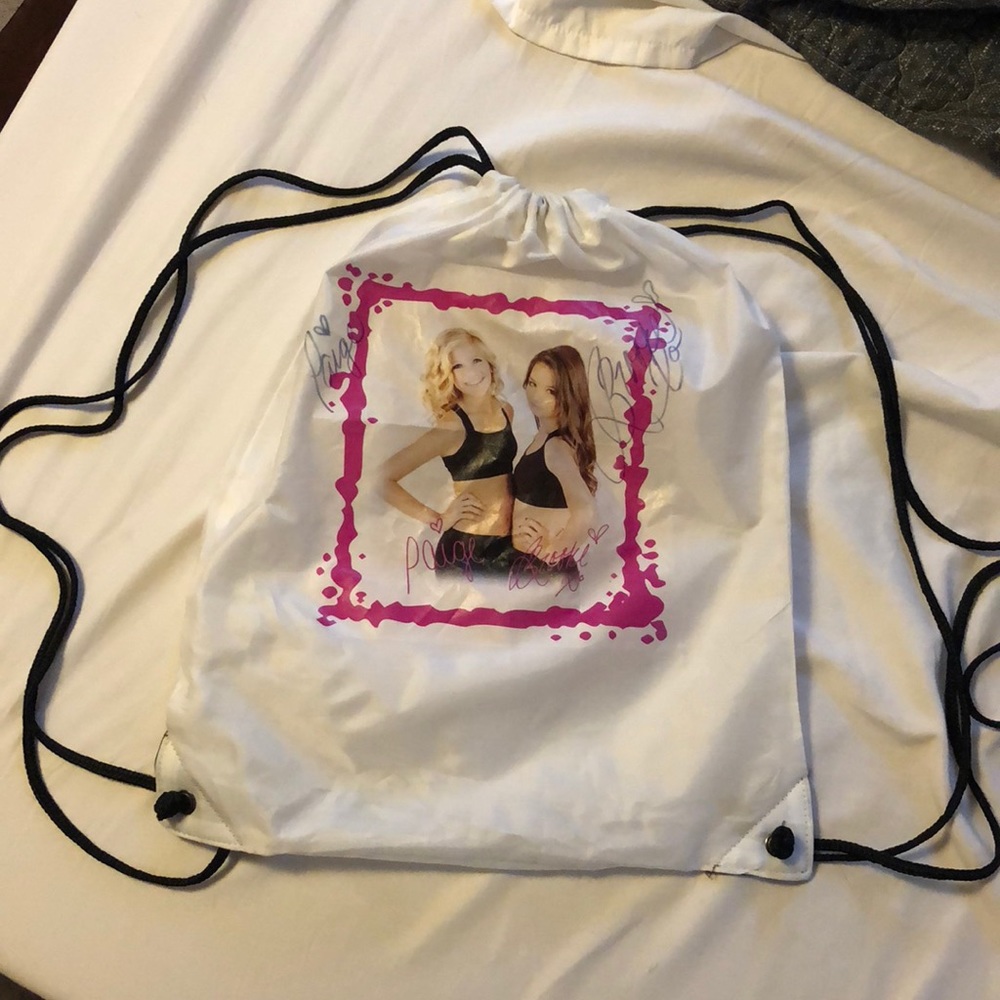 signed dancemom drawstring bag